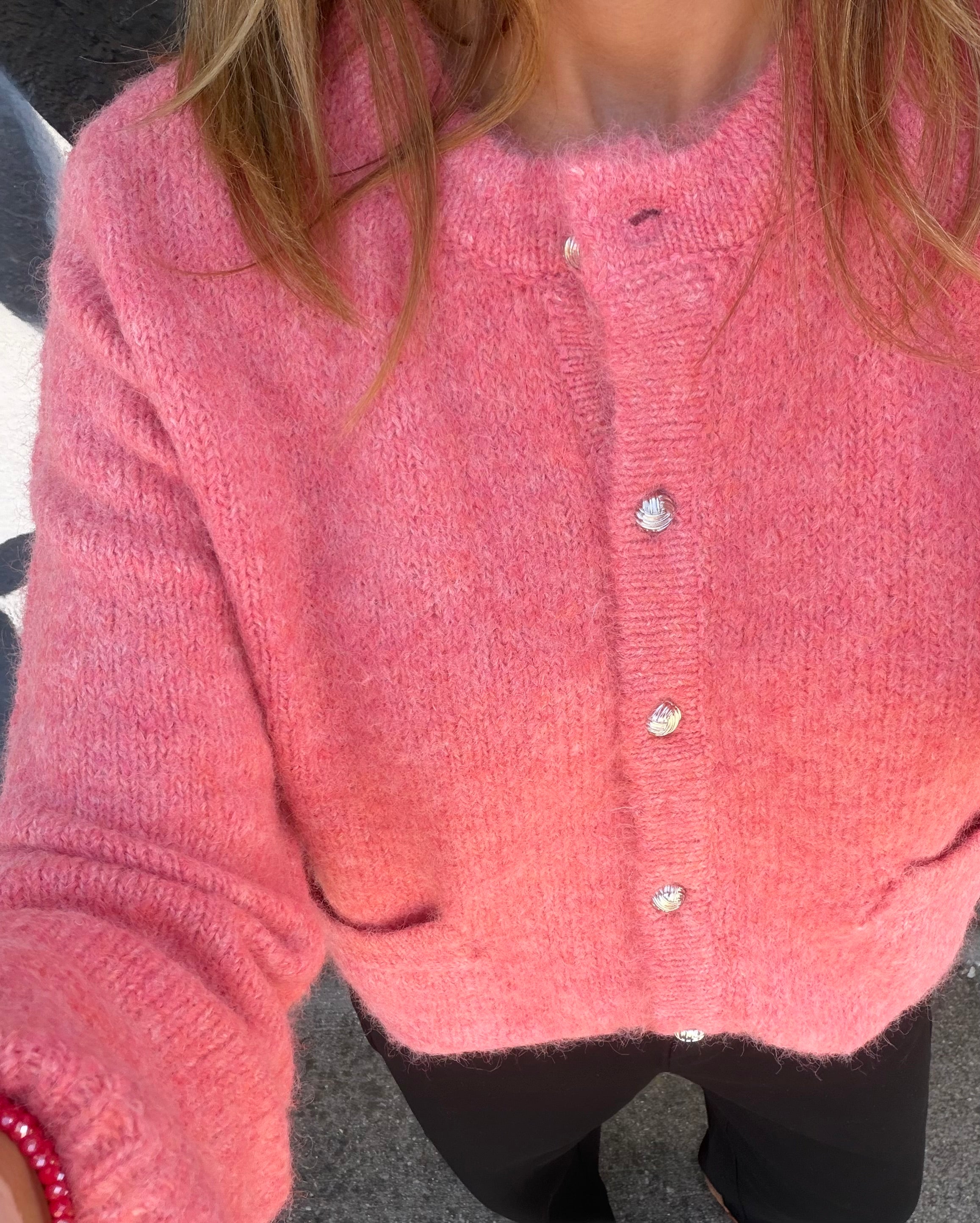Chaqueta con botones y bolsillos coral