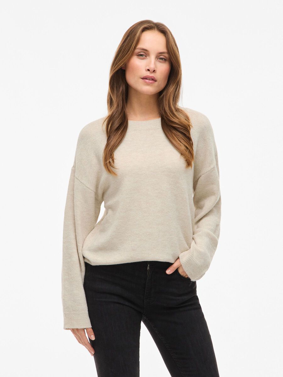 Jersey beige Rocio cuello caja