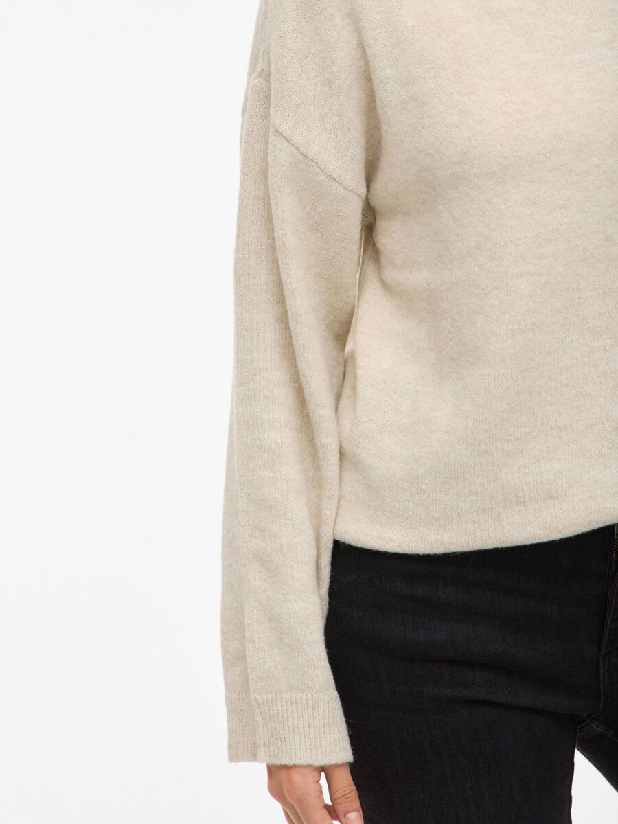 Jersey beige Rocio cuello caja