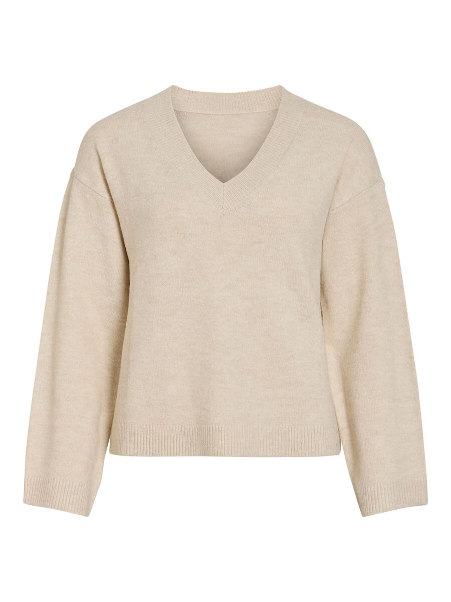 Jersey beige Pepa cuello pico