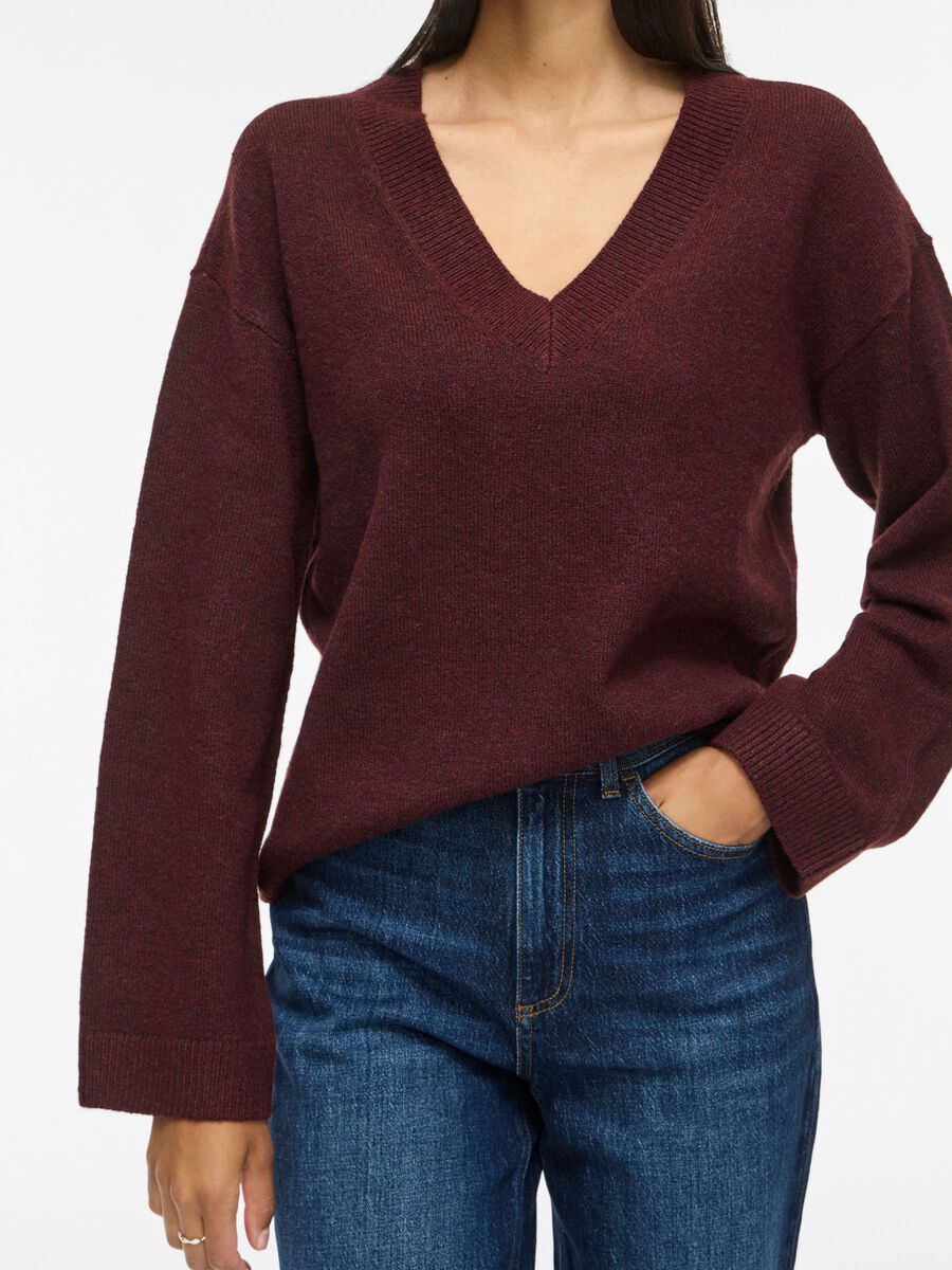 Jersey burdeos Pepa cuello pico