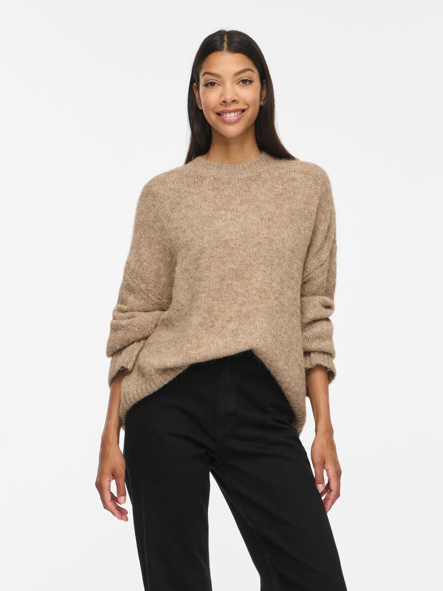 Jersey beige Paola cuello caja