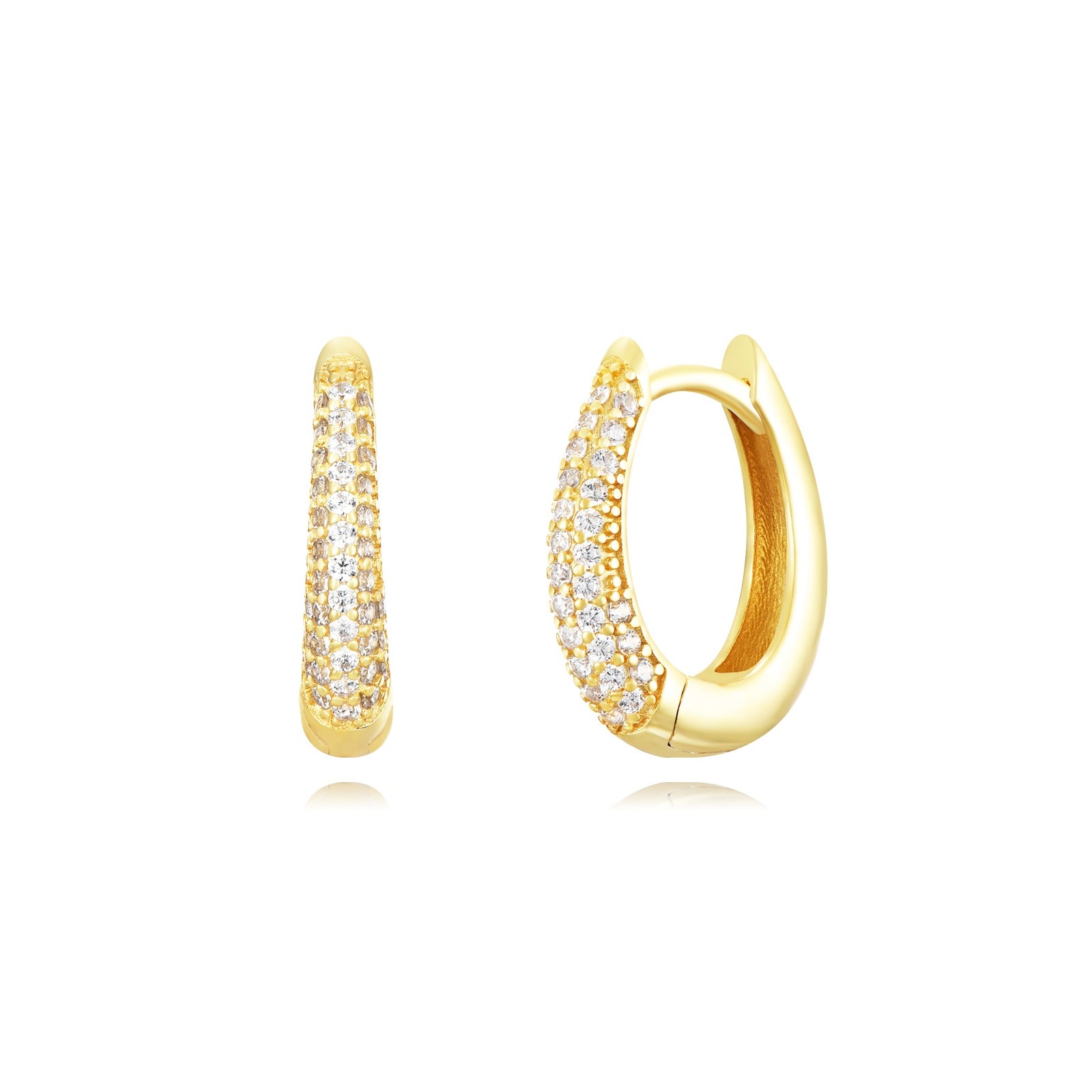 Pendiente aro oval con circonitas