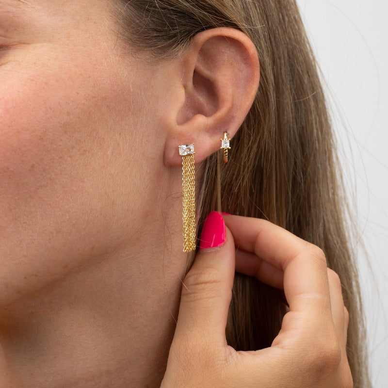 Pendientes circonita con cadena