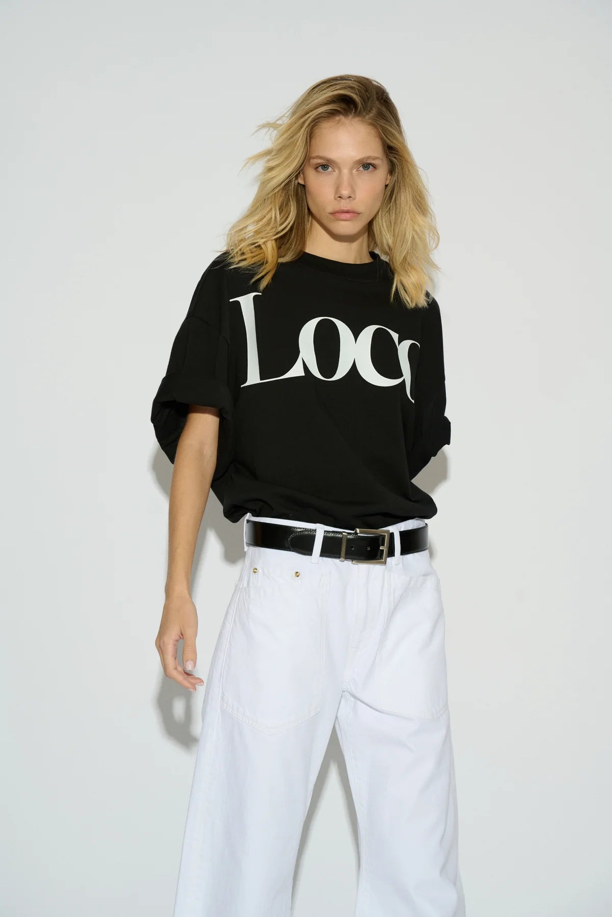 CAMISETA LOCO OVERSIZE MANGA CORTA NEGRO