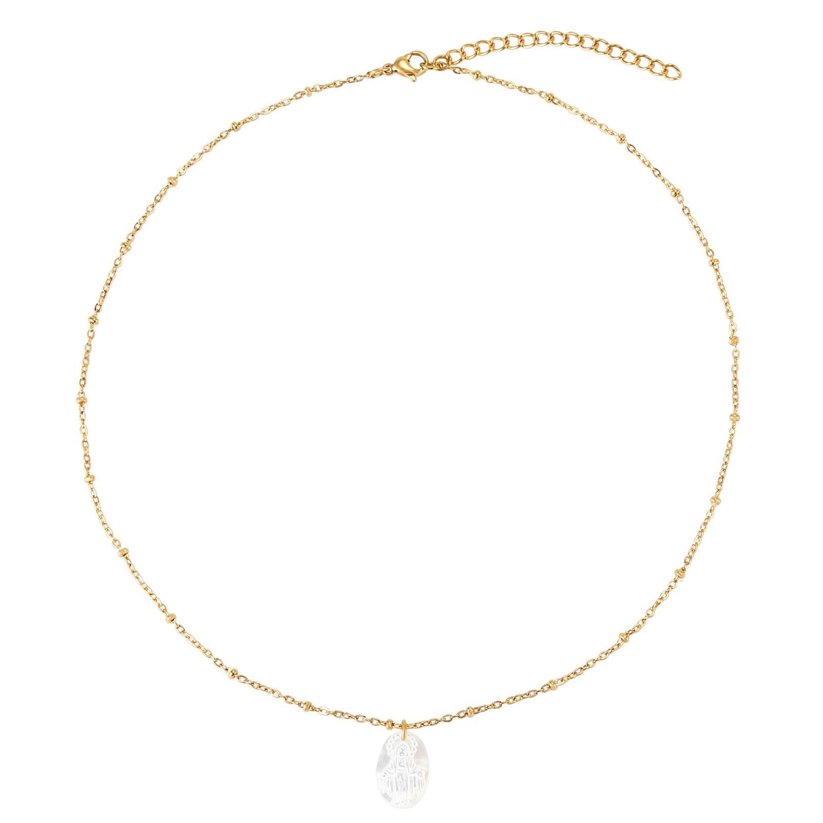 Collar Virgen milagrosa nacar gold