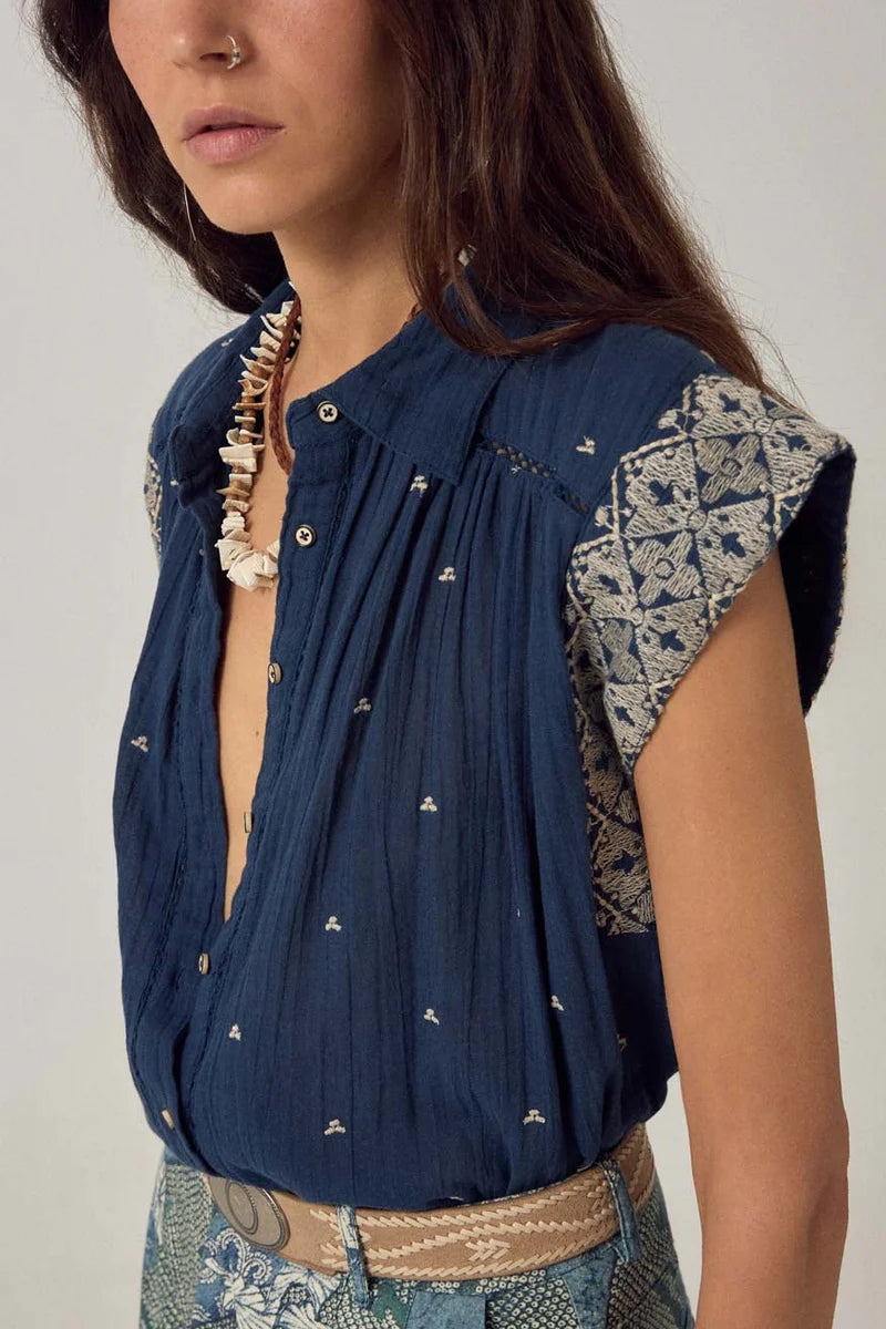 KARINA SLEEVELESS SHIRT Deep River