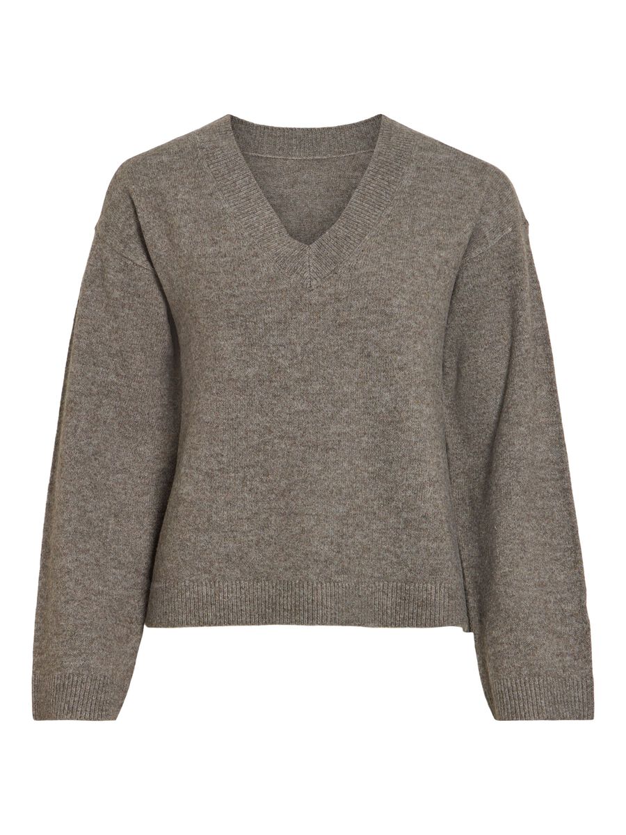 Jersey gris topo cuello pico