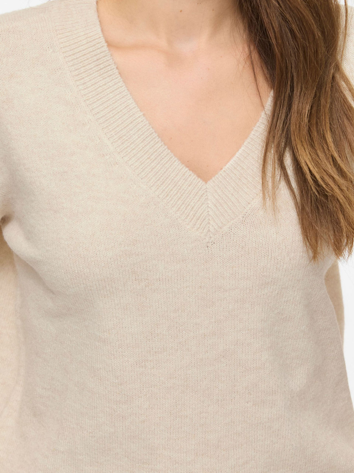 Jersey beige Pepa cuello pico