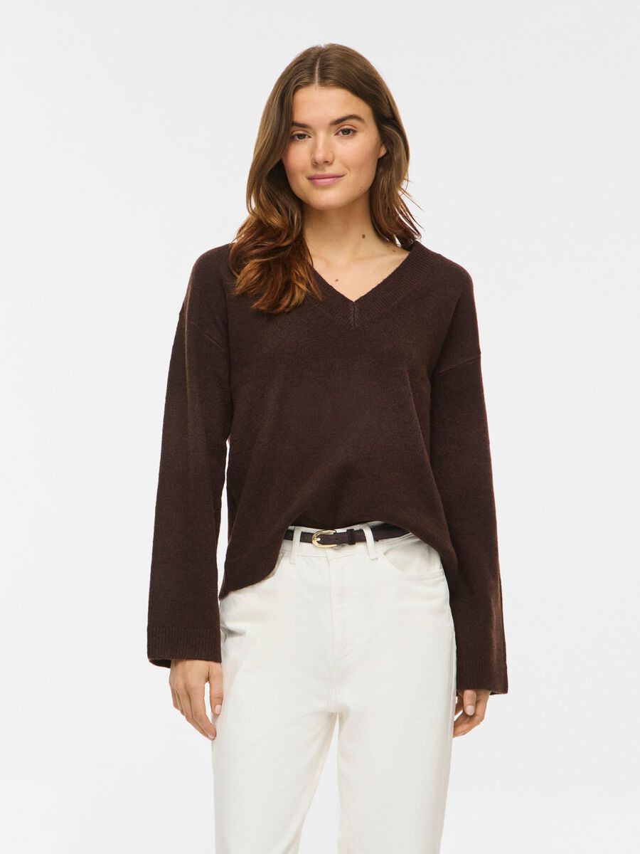 Jersey marrón Pepa cuello pico