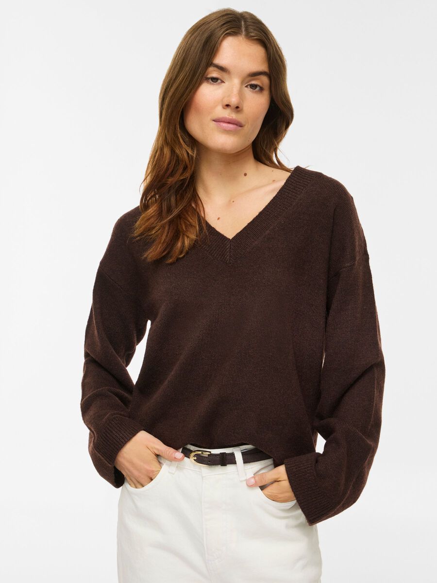Jersey marrón Pepa cuello pico