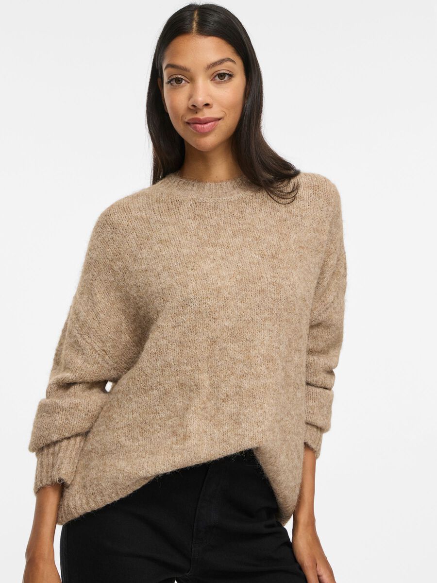 Jersey beige Paola cuello caja