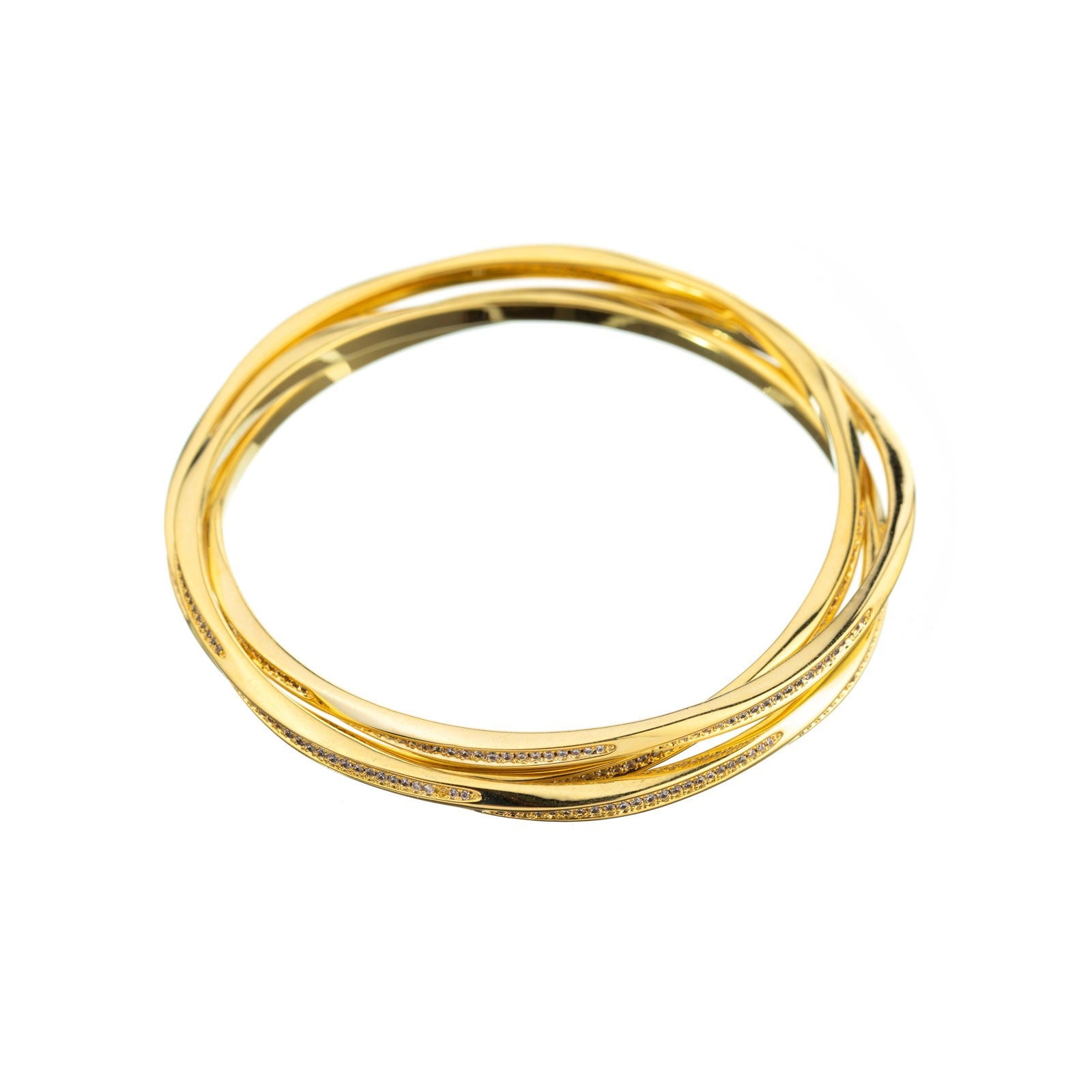 Pulsera trinity dorada con circonitas