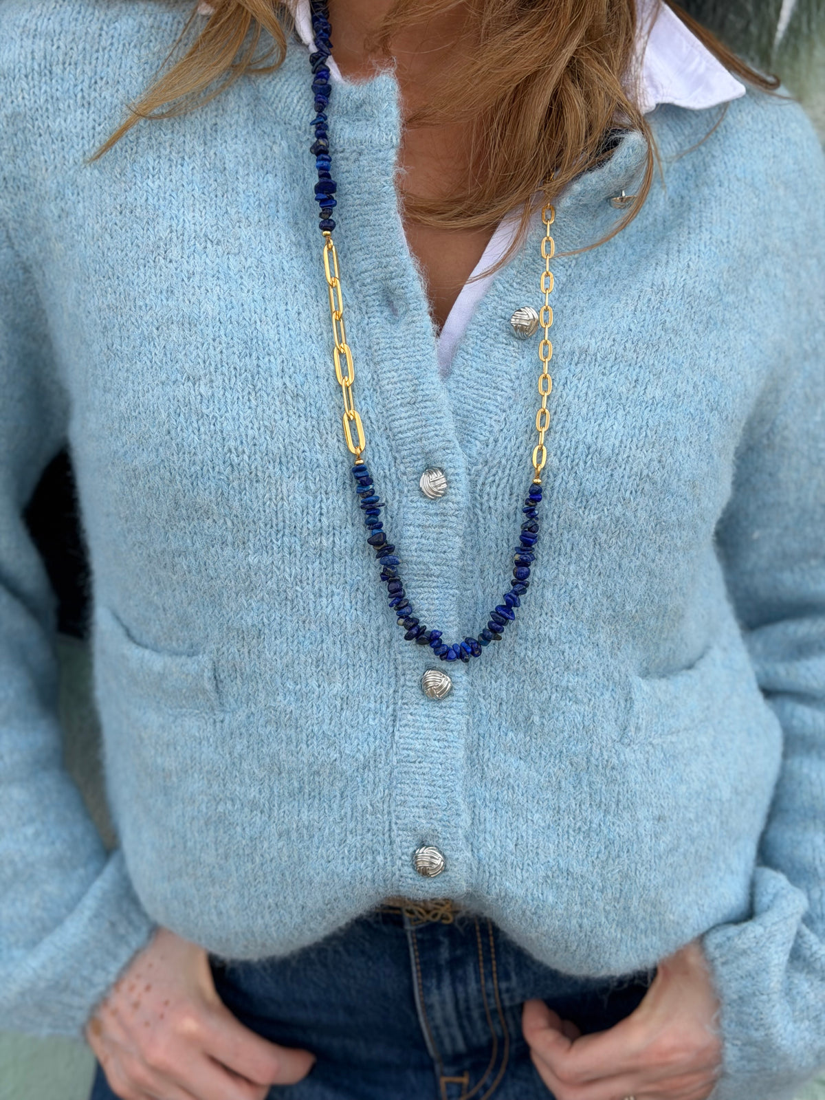 Chaqueta con botones y bolsillos azul