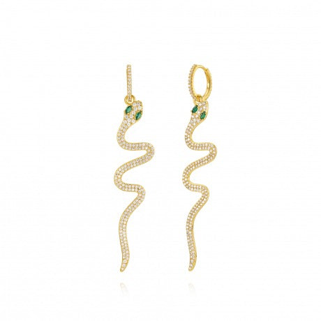 Pendientes serpiente con circonita verde