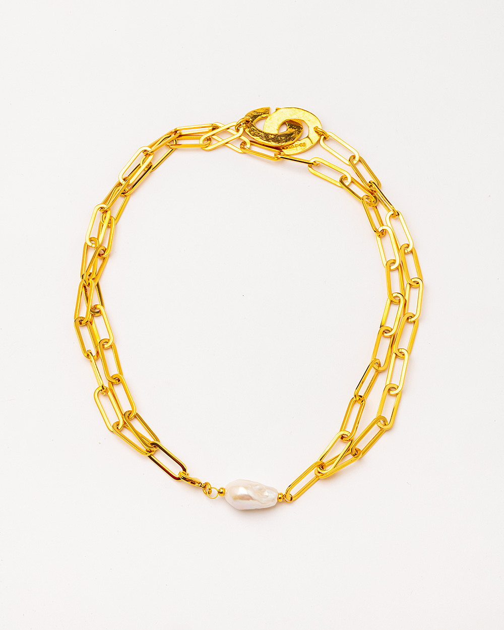 Collar eslabones con perla barroca